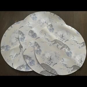 Nicolette Mayer Set Of 4 LEOPARD WALK CAMEO 16" ROUND PEBBLE PLACEMATS New $108